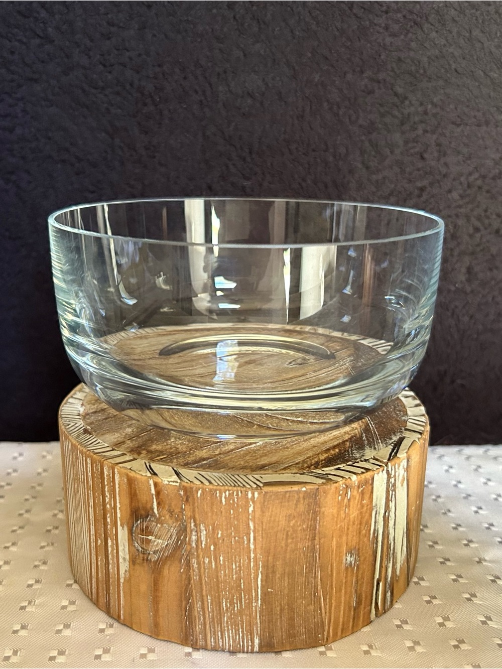 Clear Glass Bowl Heavy Crystal Display Dish Mid Century Modern Decor Vintage MCM